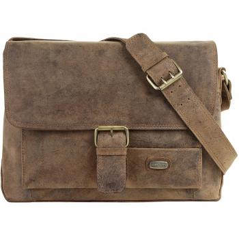 Harold's 32 cm Antique Leather Messenger Bag for Laptop Brown