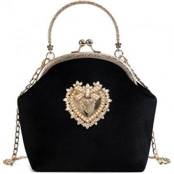 Bolsa de terciopelo elegante con diseño de corazón