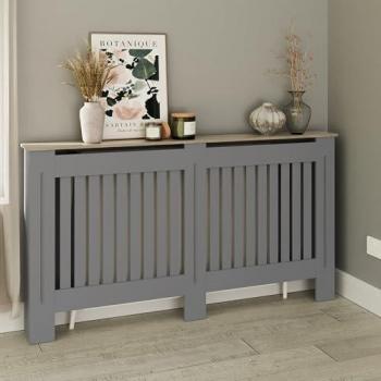 GFW Longslow Large Radiator Cover – Grey & Oak with One Shelf