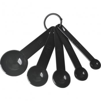 Black Plastic Measuring Cups and Spoons for Coffee