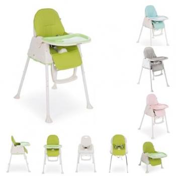 Trona Kikkaboo Creamy 2 en 1, bandeja desmontable, altura ajustable, cinturón de 3 puntos verde