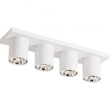 4-flammiger Aufbaustrahler Tubo, GU10, modern, Aluminium, Weiß