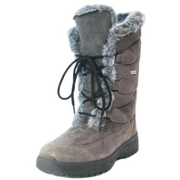 Oribi2 Grey Winter Boots with Flip‑On Ice Grips – Women’s Mid Calf
