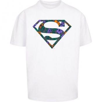 Weißes Superman T-Shirt mit floralem Design
