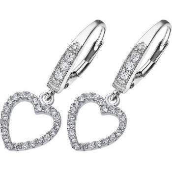 Pendientes Time Road WS02345 en forma de corazón, plata