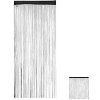 Cortina de flecos acortable Relaxdays, 90x245 cm, color negro, para pasaje