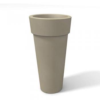 Maceta Messapico de resina rectangular h 90 beige agrisado