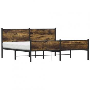 VidaXL 160x200 cm Metal Bed Frame, Smoked Oak, Mattress Not Included