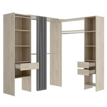 Armoire d'angle en bois mélaminé extensible
