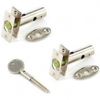 Nickel Security Door Bolts with Star-shaped Key (Set of 2)