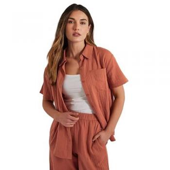 Chemise Manches Courtes Long Tall Sally Orange en Coton
