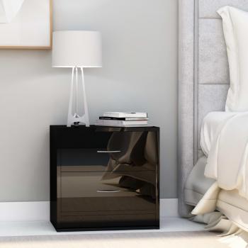 VidaXL Bedside Table Plywood Preto Brilho 40x30x40