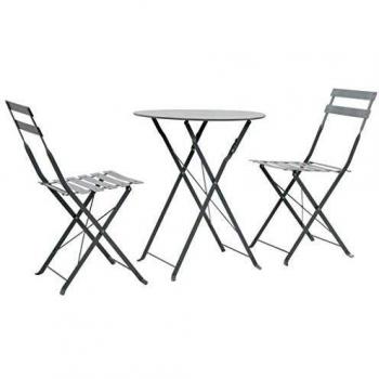 3-teiliges Bistro-Set aus Stahl Grau