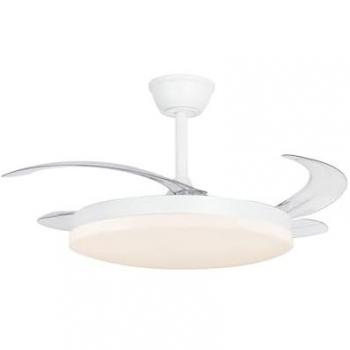 Milky L Evo Ventilador LED para techo con mando a distancia, 72W, 3 CCT, 7920 lm, regulación de velocidad, IP20, diámetro 120 cm, color blanco