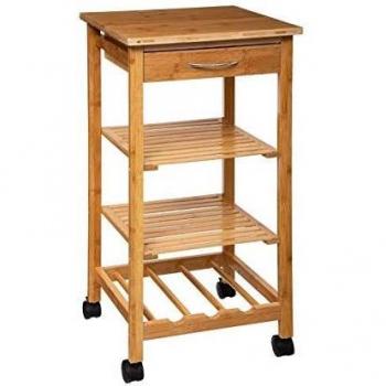 Carrito compacto pequeño Five de bambú para cocinas