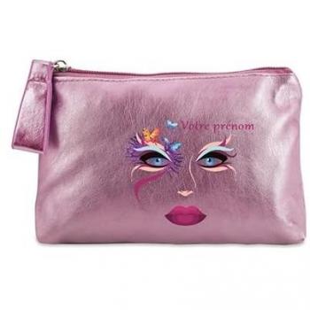 Trousse de maquillage rose Taperso avec fermeture éclair