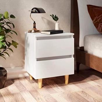 VidaXL Mesita de noche patas de madera pino maciza blanco 40x35x50cm