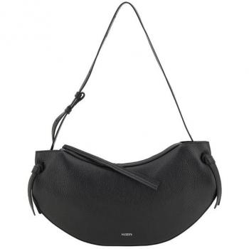 Yuzefi Female Leather Fortune Cookie Shoulder Bag with Tassel (Black, One Size)