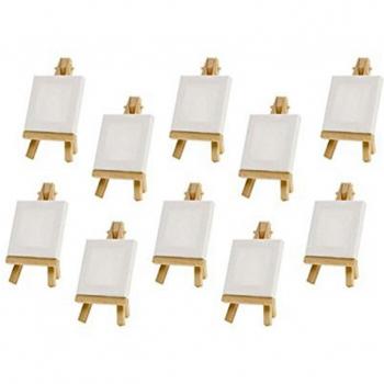 Kleine Tischstaffelei mit 8x8 cm Leinwand