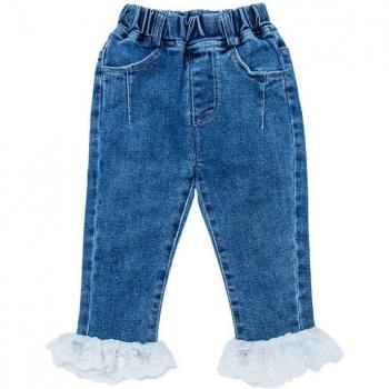 Flared Jeans for Girls with Lace Trim 0-6Y