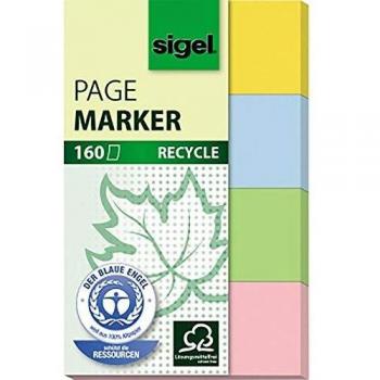 Marque-page Recycle HN604 50×20 mm – 4 packs – couleurs assorties – Sigel