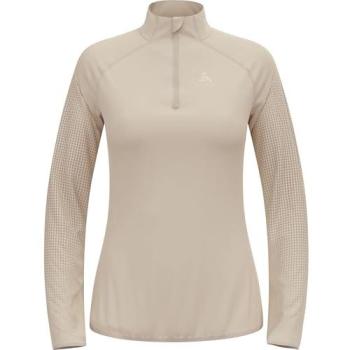 Pull de Course Semi‑Zippé Odlo – Zéro‑Poids – Femmes – Beige – Taille M