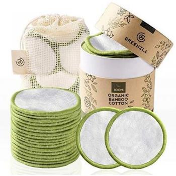 Greenzla Reusable Makeup Remover Pads (20 Pack) With Washable Laundry Bag And Bamboo Cotton Rounds