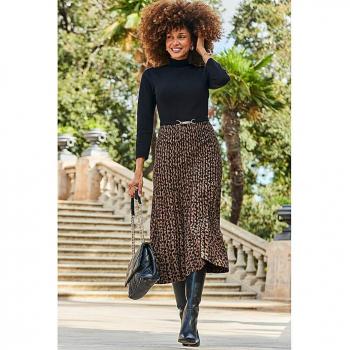 Sosandar Schwarz Midi-Kleid mit Gürtel für EU 38