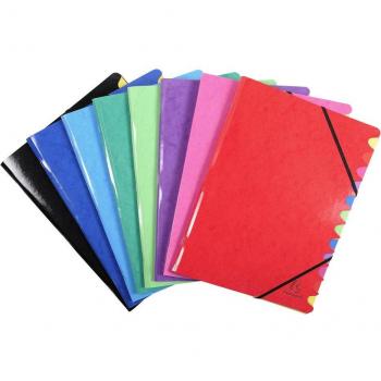 Carpeta Clasificadora Exacompta Iderama con 12 Separadores, Tamaño Folio, Con Gomas, Cartón Forrado en Colores