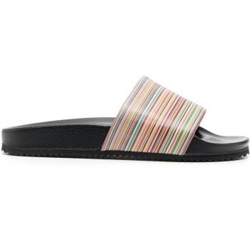Paul Smith Men's Black Pool Slides with Logo