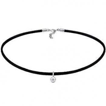 Elli Choker Velour Schwarz mit Kugel Anhänger Silber