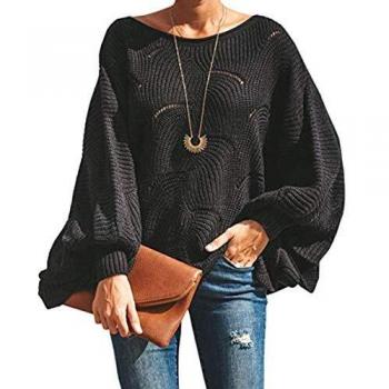 ZIYYOOHY Damen Pullover Oversize V Ausschnitt Lose Pulli Strickpullover Outwear (S, Blau)
