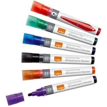 Nobo Liquid Ink Whiteboard-Marker Rundspitze, 6er Set