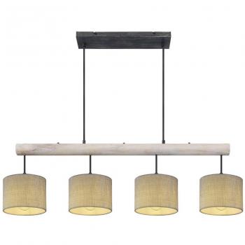 GLOBO LIGHTING 4-flammige Hängeleuchte, Holz, Wohnzimmer