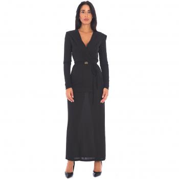 Vestito twinset nero con cappuccio lungo