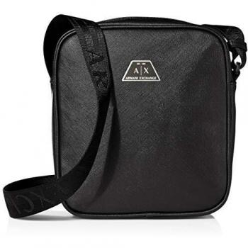 Armani Exchange Men's Zip Top Reporter Messenger Bag (Nero-Black)