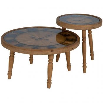 Mesa de Centro Dm-Fir com Relógio 80x80x41 cm