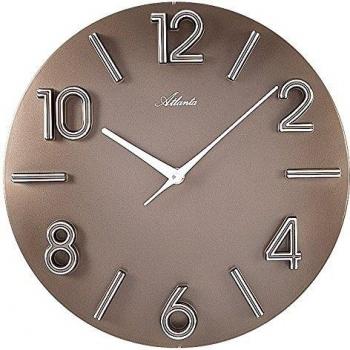 Atlanta Braun Runde Wanduhr mit modernen Design Akzenten und Quarz-Uhrwerk