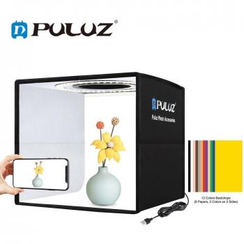 Mini 25x25cm Photography Light Tent with Colorful Backdrops and LED Lights