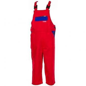 Planam Junior Kinder Latzhose Arbeitshose BW mittelrot kornblau Modell 0165
