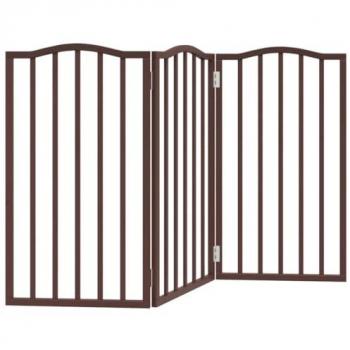 Puerta para perros plegable 3 paneles álamo marrón roble 150 cm