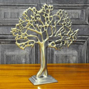 Sleek Silver Metal Tree Table 32 cm
