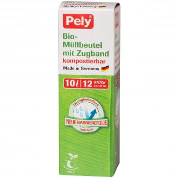 PELY Folienbeutel 5933 – Bio‑Zugband, 10 L, 12 Stück