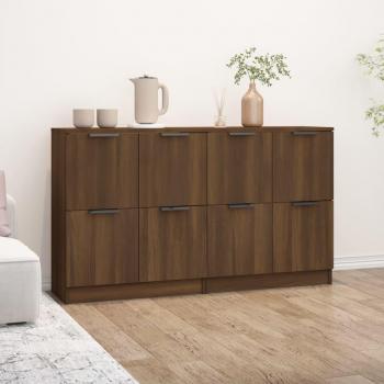 VidaXL 2er Set Sideboard Kommode Braun Eichen-Optik 60x30x70 cm Holzwerkstoff