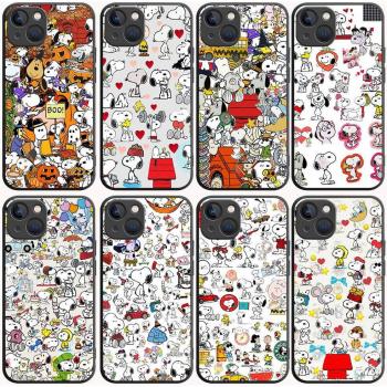 B-89 Cute Snoopy Black Case for OPPO A5 A9 A15 A16 A55 A94 A95 A96 Reno 6 7 8 10 5G Realme 7I 8I C30 C31 VIVO V23E V25 V27 Pro Y20S Y17S OPPO Reno 6 5G abyss