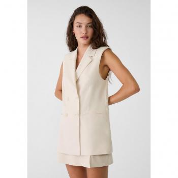 Stradivarius Buttoned Waistcoat in Ecru Size S