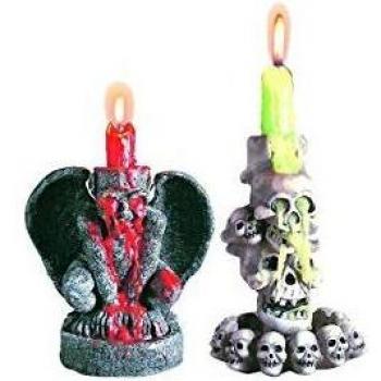 Portacandela gargoyle teschi addobbi halloween con candela inclusa