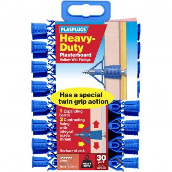 Plasplugs PLASHCF553 HCF 553 Heavy-Duty Plasterboard Fixings Pack of 30