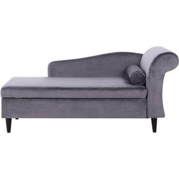 Beliani chaise longue côté gauche velours gris foncé avec espace de stockage