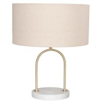 Rachel's Brushed Gold Arch Lamp with Off White Shade
